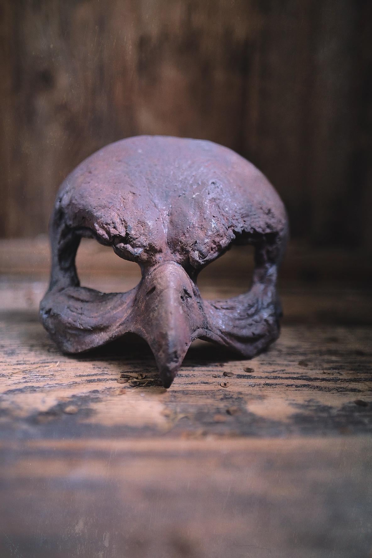 Woodfired Ceramic Bird Mask -RUST