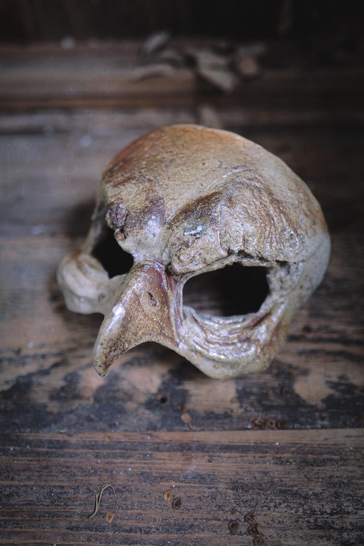 Woodfired Ceramic Bird Mask - SAND DUNE