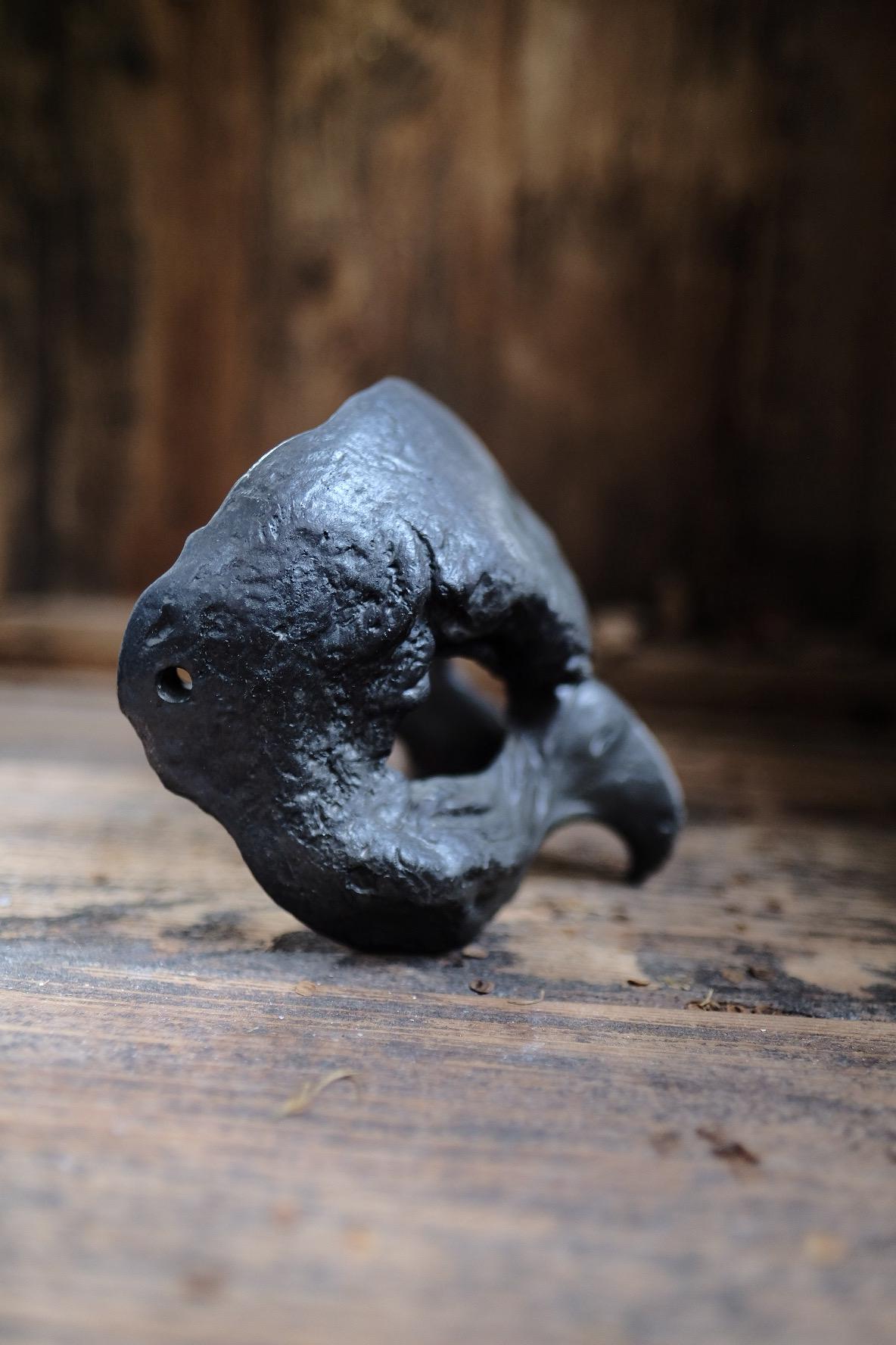 Woodfired Ceramic Bird Mask -  Leather & Tobacco