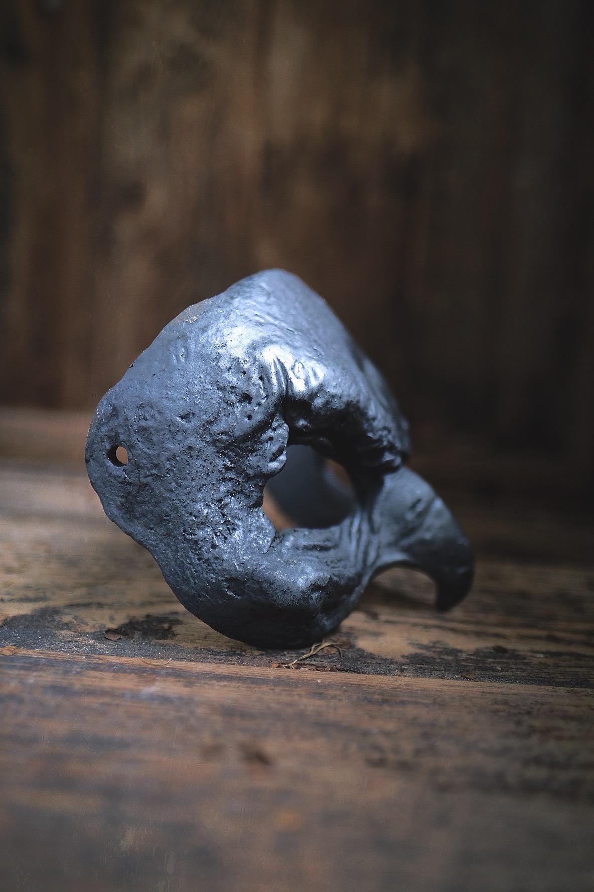 Woodfired Ceramic Bird Mask - IRON