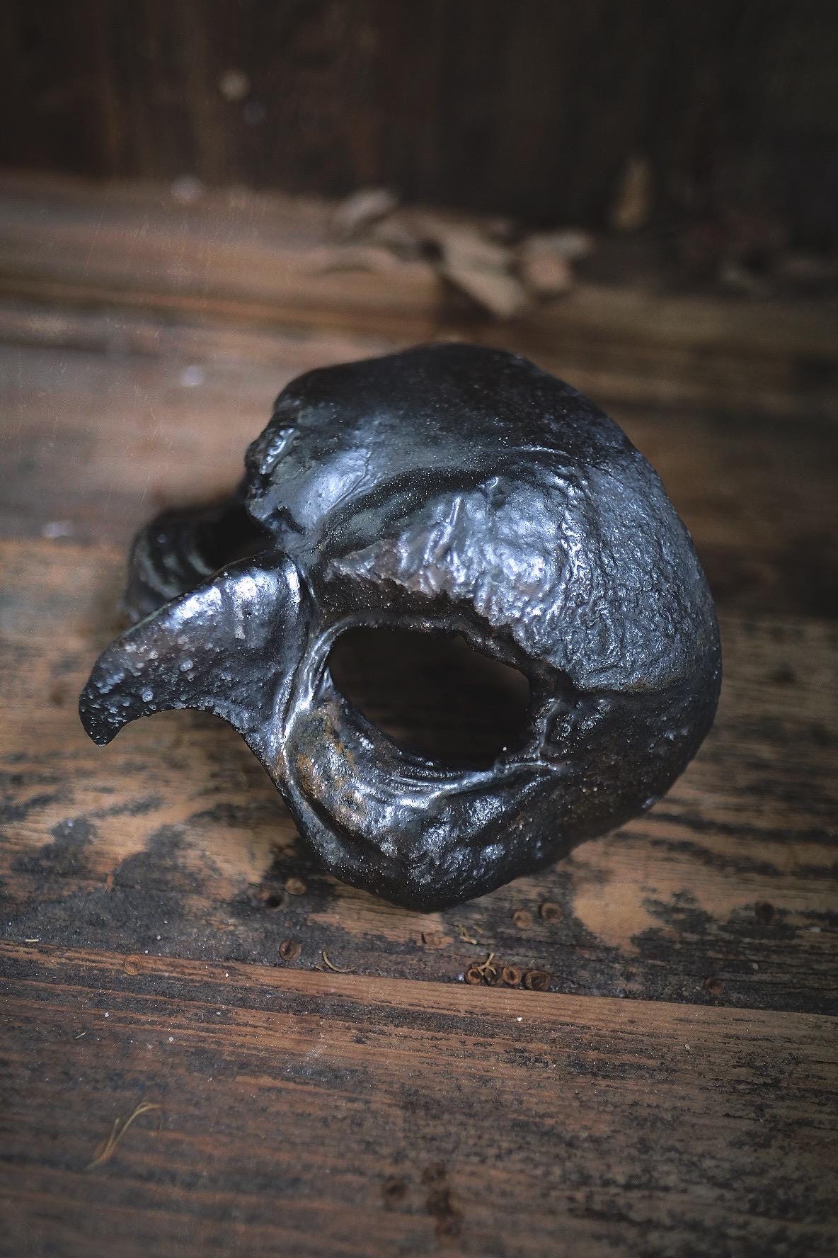 Woodfired Ceramic Bird Mask -  Volcanic Ash