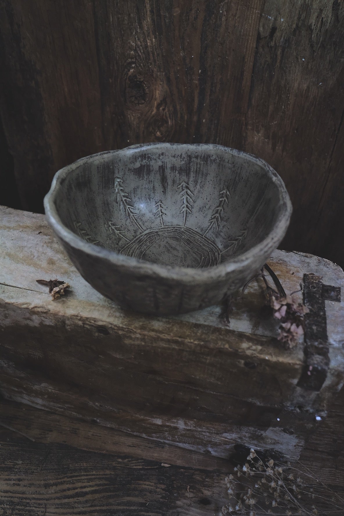 Forest Carved Ceramic Bowl