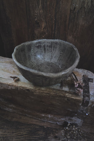 Forest Carved Ceramic Bowl