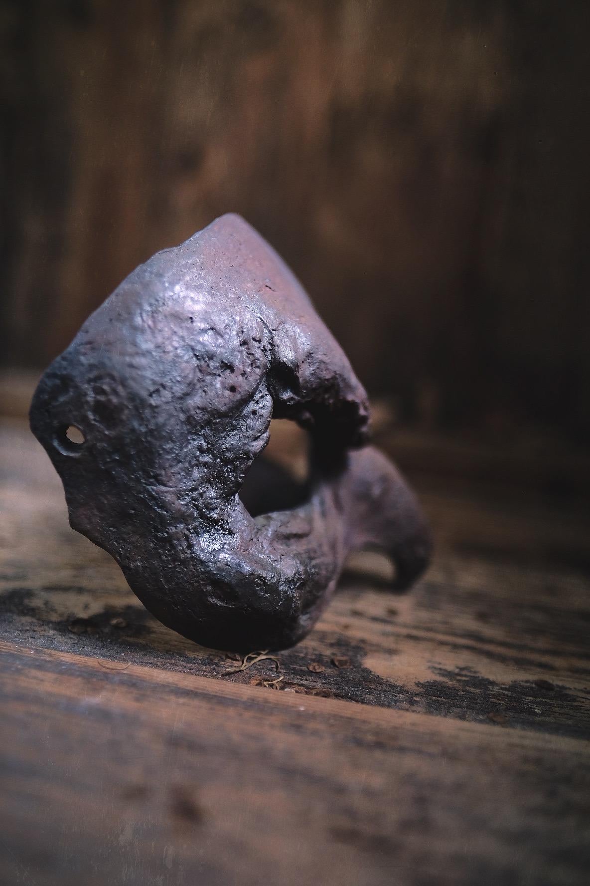 Woodfired Ceramic Bird Mask -RUST