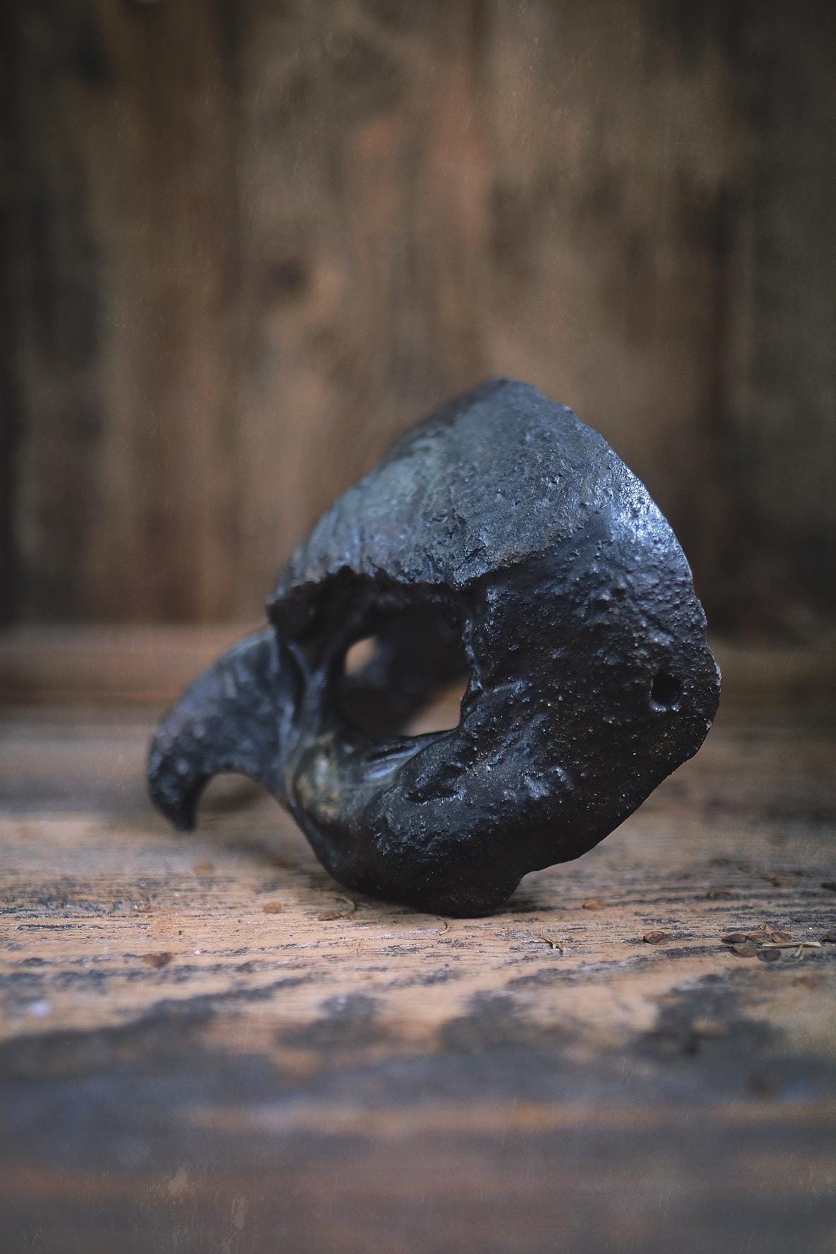 Woodfired Ceramic Bird Mask -  Volcanic Ash