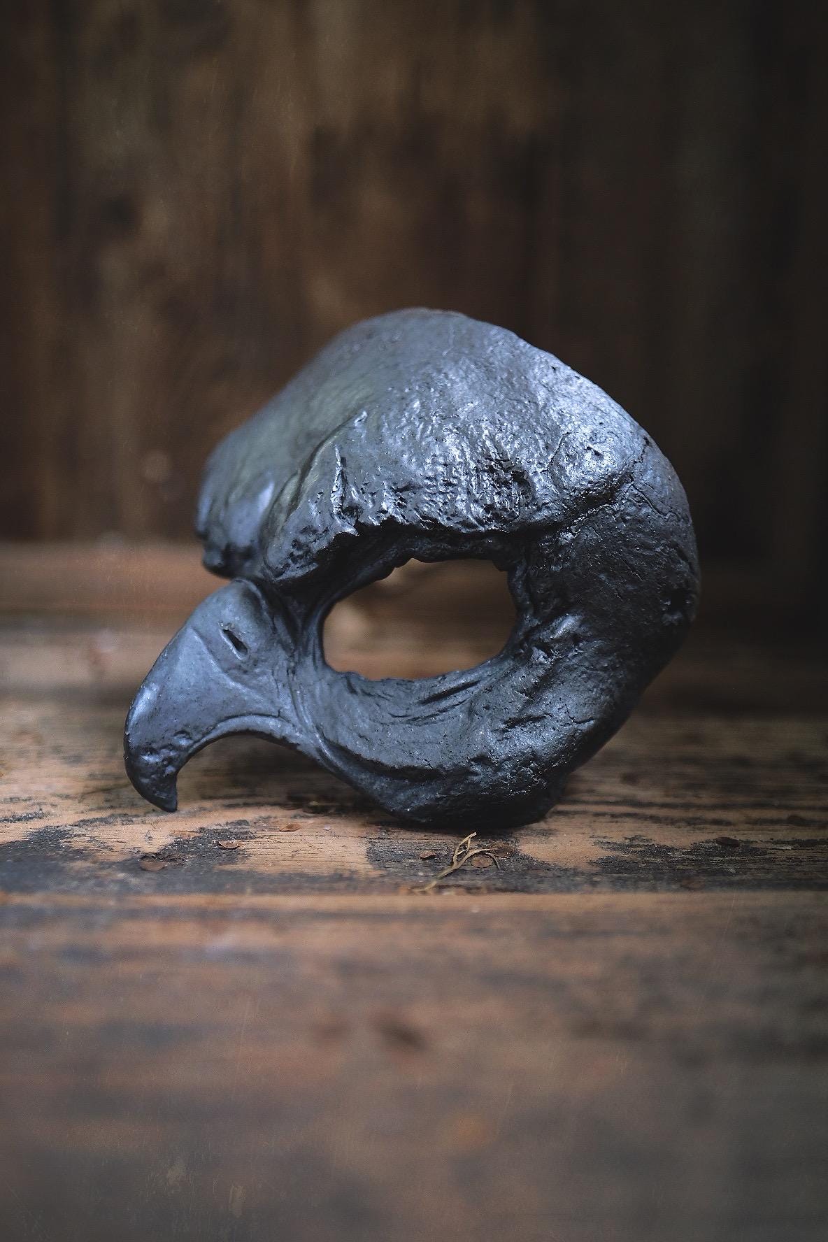 Woodfired Ceramic Bird Mask - IRON