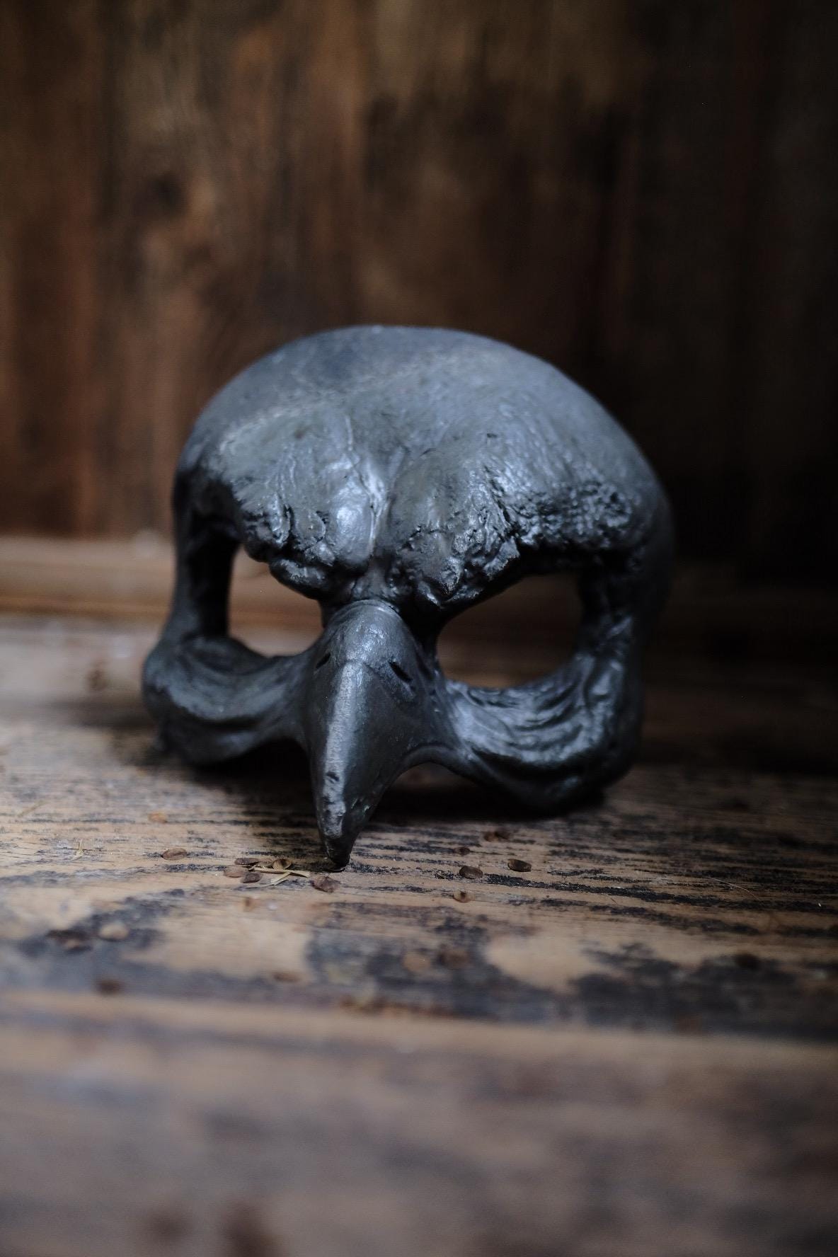 Woodfired Ceramic Bird Mask -  Leather & Tobacco