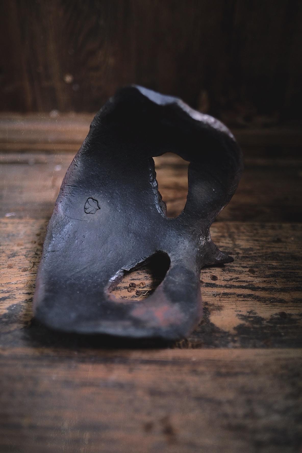 Woodfired Ceramic Bird Mask -RUST